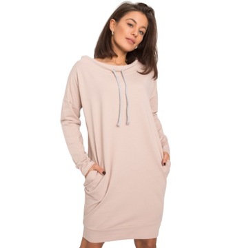 Sukienka dresowa oversize ściągacz kieszenie, S/M