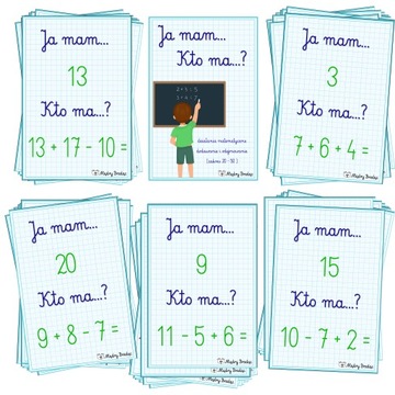 JA MAM KTO MA? gra dydaktyczna * dodawanie i odejmowanie od 0 do 20