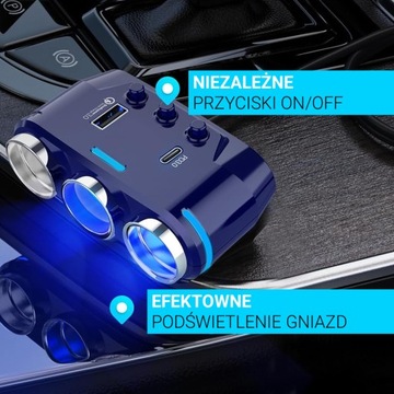 Splitter Branch 3 Sockets USB LIGHER FAST Зарядное устройство QC PD