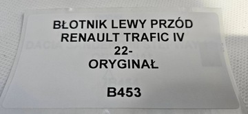 BLATNÍK LEVÝ PŘEDNÍ RENAULT TRAFIC IV 2022- ORIG.