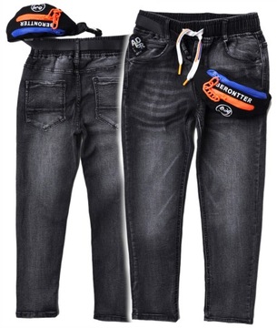 ADER Spodnie Jeansy CZARNE miękkie w GUMĘ +GRATIS nerka r 146/152