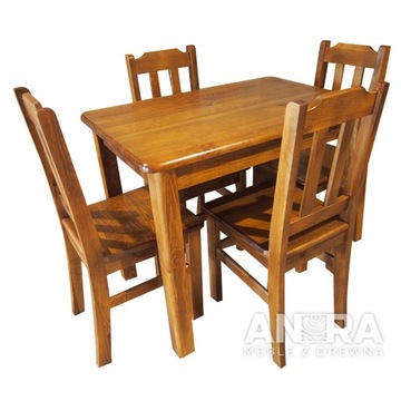Stół + 4 krzesła DREWNO sosnowe wymiary