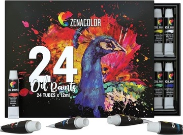 ZESTAW 24 PROFESJONALNYCH FARB OLEJNYCH ZENACOLOR