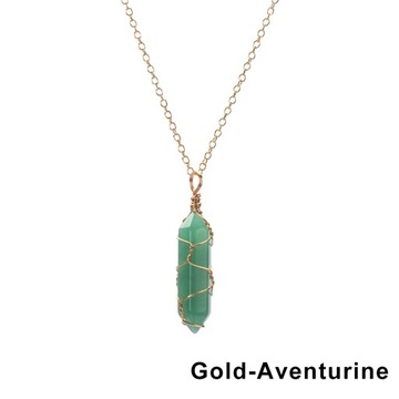 Natural Stone Crystal Necklaces Hexagonal Bullet