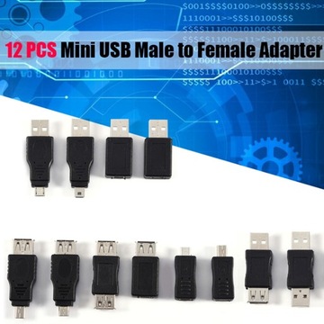 В упаковке 12 шт. USB2.0 микро/мини-папа-мама C-адаптеры-преобразователи