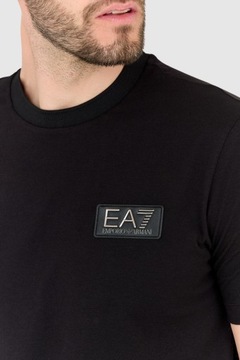 EA7 Czarny męski t-shirt z naszywką z logo S