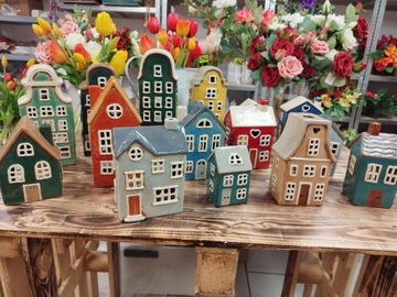 КЕРАМИЧЕСКИЙ ФОНАРЬ ДЛЯ ДОМА TENEMENT HOUSE TEALIGHT ПОДСВЕЧА ФОНАРЬ 18,5 см