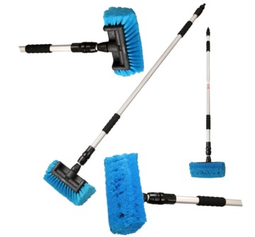 Проточная щетка с телескопической палкой 141-240см для мойки автомобилей AMIO