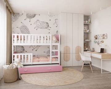 Кровать двухъярусная 200х90 серо-белый ТАМИ, 3-местная