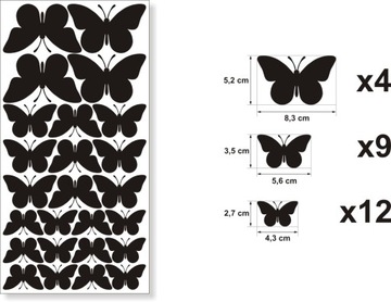 Бабочки самоклеящиеся, 25 шт., цвет матовый на выбор.