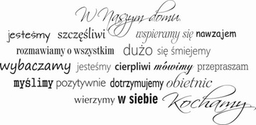 Naklejka na ścianę cytat napis W naszym domu