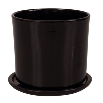 CERAMICZNA DONICZKA Z PODSTAWKĄ 15cm CZARNA