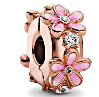MD CHARMS stoper różowy kwiat flower rose | S925