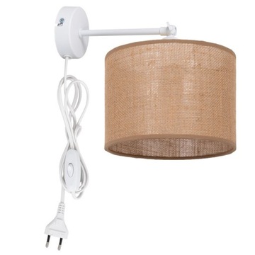 LAMPA KINKIET ŚCIENNY Z WTYCZKĄ LED ABAŻUR JUTA