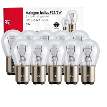 ŻARÓWKA P21/5W 12V 21W BAY15D ŻARÓWKI BIAŁE 10 szt HOMOLOGACJA E4
