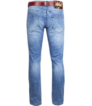 Klasyczne jeansy męskie spodnie z czerwonym paskiem 35