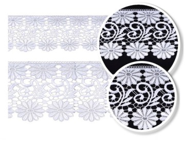 GIPIURA KORONKA FIRANKA TAŚMA 18-20 CM BIAŁA+SZARA