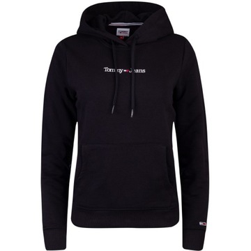 TOMMY HILFIGER BLUZA DAMSKA Z KAPTUREM TJW REG SERIF LINEAR CZARNA r.L