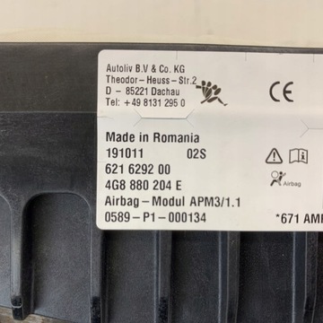 AIRBAG ULOŽENÍ SPOLUJEZDCE PRAVÁ AUDI A6 C7 4G 12R