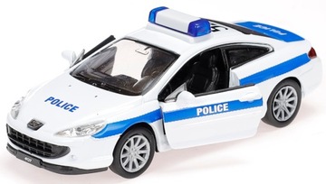 WELLY METALOWE AUTO MODEL PEUGEOT 407 COUPE POLICJA RADIOWÓZ