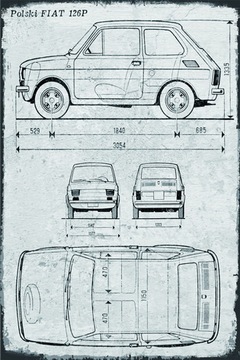 Tablica Ozdobna Blacha Przekrój Fiat 126p
