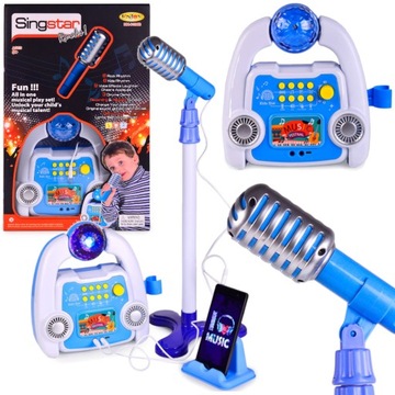 MIKROFON ZE STATYWEM KARAOKE MP3 LED + SYNTEZATOR