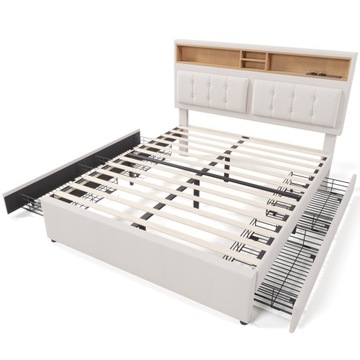 DOPPELPOLSTERBETT MIT 4 SCHUBLADEN UND USB-C-BUCHSE 140X200 CM MIT MATRATZE
