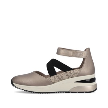 RIEKER - REMONTE sneakersy, buty, sandały skórzane srebrne D2411