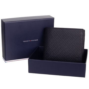 TOMMY HILFIGER PORTFEL MĘSKI TH MONOGRAM CC FLAP AND COIN CZARNY