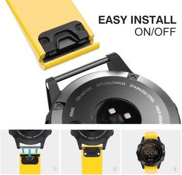 ЖЕЛТЫЙ ремешок Garmin FENIX 6X с сапфировым стеклом QuickFit длиной 26 мм
