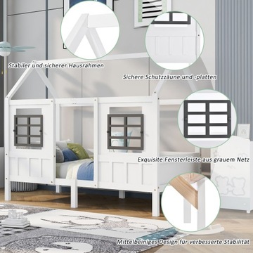 Кровать-домик односпальная белая 200х90см