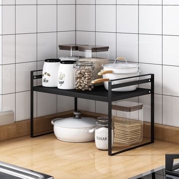 КУХОННАЯ ПОЛКА ДЛЯ СПЕЦИЙ НА СТОЛЕШНЕ, регулируемая, черная