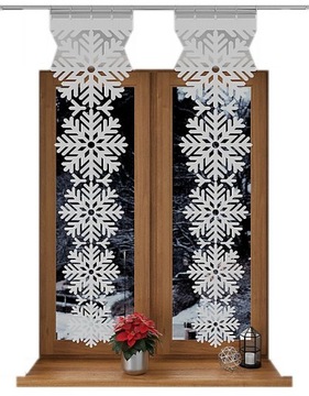 PANEL ażur FIRANA GOTOWA ŚWIĄTECZNY krawat ŚNIEŻYNKA wys 145x37