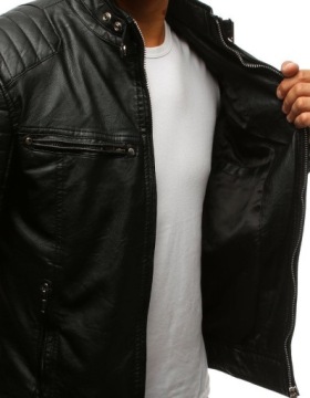 Мужское кожаное пальто черного цвета tx3265 - M