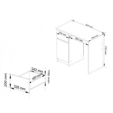 Письменный стол для детской комнаты с ящиком и белыми фасадами