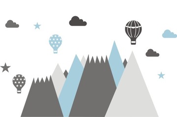 naklejki na ścianę dla dzieci góry balony chmurki