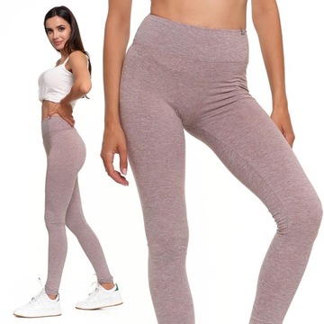 Legginsy Prążkowane Damskie z Wysokim Stanem Modne Fit Getry MORAJ S/M