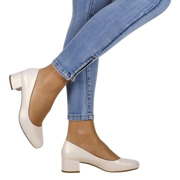 iShoes ЖЕНСКАЯ ОБУВЬ ТУФЛИ НА НИЗКОМ КАБЛУКЕ, БЕЖЕВЫЙ, ЖЕМЧУЖНЫЙ, КОЖАНАЯ Стелька