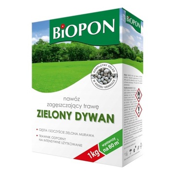 BIOPON NAWÓZ DO TRAWNIKA ZAGĘSZCZAJĄCY TRAWĘ GRANULAT ZIELONY DYWAN 1KG