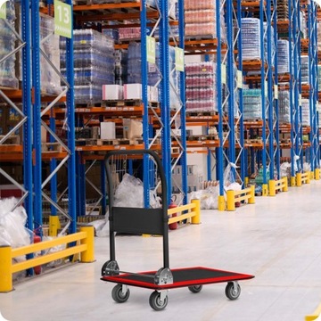 WÓZEK TRANSPORTOWY PLATFORMOWY SKŁADANY MAGAZYNOWY 300KG RĘCZNY CZARNY