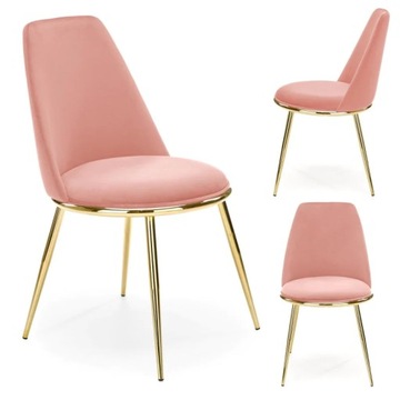 Krzesło do Salonu Tapicerowane K460 Różowe Velvet