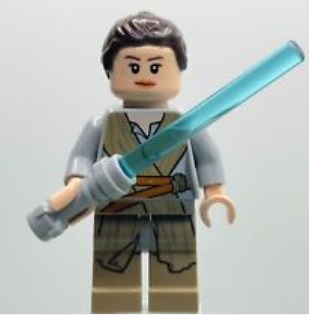 LEGO Figurka Star Wars - Rey - Dark Tan Tied Robe - sw0677 + miecz