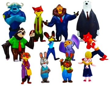 ZESTAW FIGUREK ZOOTOPIA 12 sztuk ZWIERZOGRÓD JUDY HOPS, NICK OZDOBA NA TORT