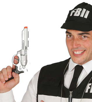Policjant broń FBI 28cm pistolet srebrny rewolwer