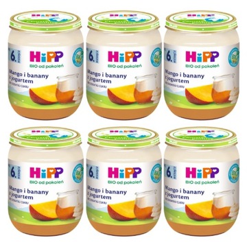 HiPP BIO Mango i banany z jogurtem po 6.mcu 6x160g