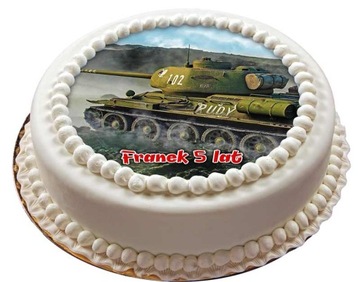OPŁATEK na tort CZOŁG 20cm nasyc.kolory, grubość