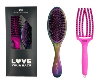 OLIVIA GARDEN Zestaw szczotek Fingerbrush Neon Purple & Aurora Violet