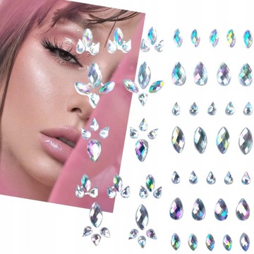 KRYSZTAŁKI NAKLEJKI TWARZ CYRKONIE DIAMENCIKI 3D MAKEUP WŁOSY PAZOKCIE