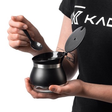 САХАРНИЦА САХАРНИЦА С ЛОЖКОЙ, СТЕКЛО, ЧЕРНАЯ, КОНТЕЙНЕР С КРЫШКОЙ