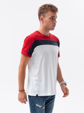 T-shirt męski bawełniany S1631 czerwony XL defekt